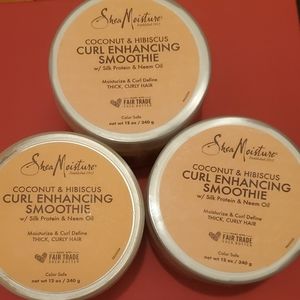 LOT (3) SHEA MOISTURE CURL ENHANCING SMOOTHIE COCONUT HIBISCUS 12 OZ